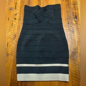Sans Souci NWT Black & Gold Strapless Bodycon Bandage Dress Size Large